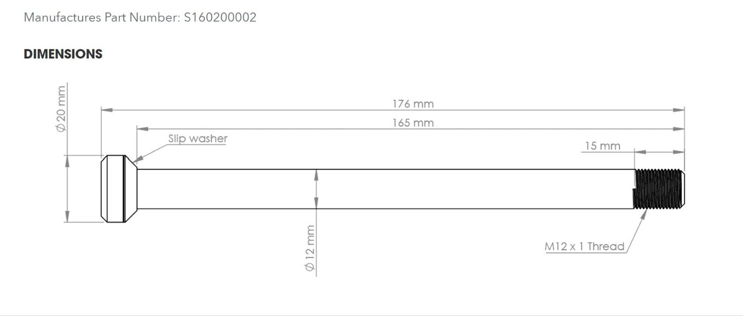Specialized S160200002 Compatible 12 x 148mm MTB Rear Axle 12 x 175.5 x 1.0mm