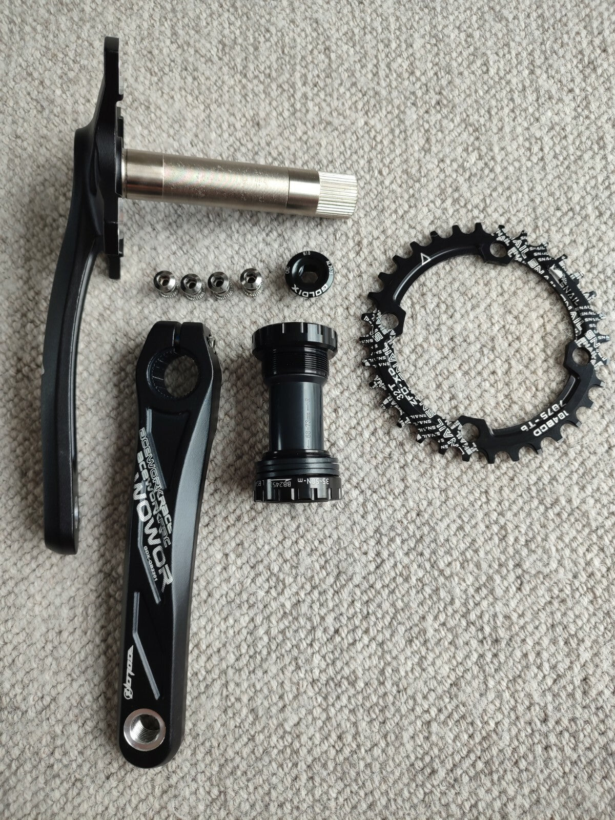 Raceworks 104BCD 32T MTB Bike Crankset & BB Narrow Wide Chainring 170mm