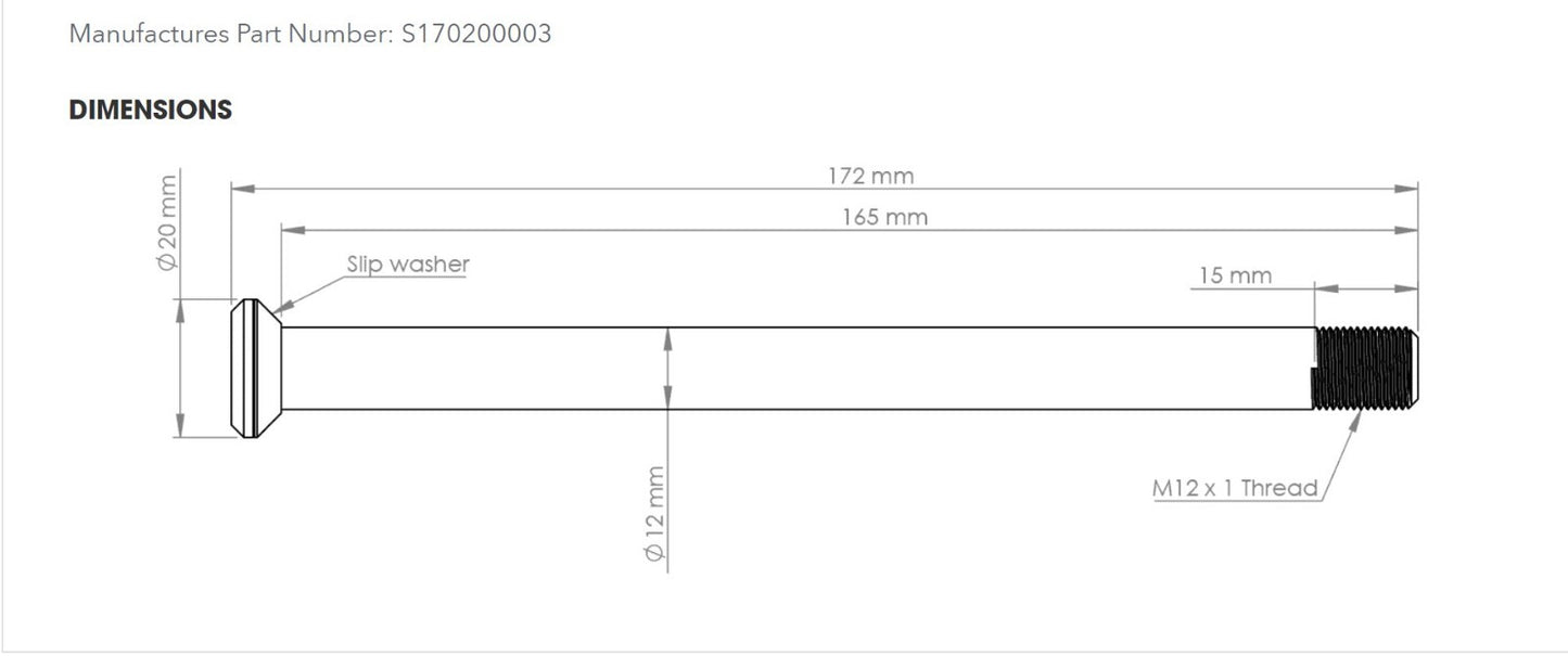 SPECIALIZED 172MM REAR AXLE Compatible with Specialized S170200003