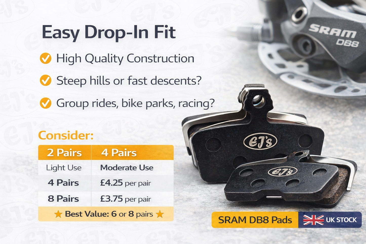 2 pairs of SRAM DB8 Disc Brake Replacement Pads